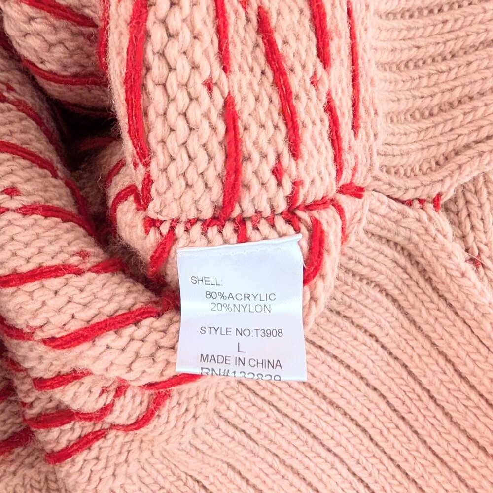 Women’s Pink Heart Knit Crewneck Sweater - Picture 14 of 16